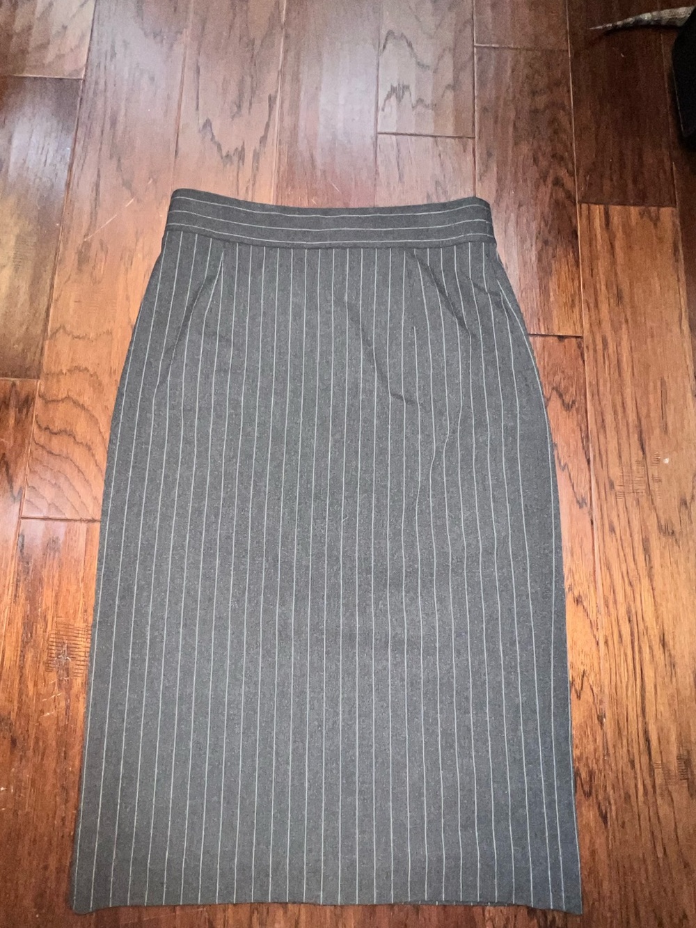 ANTONIO MELANI Gray Pinstripe Pencil Skirt